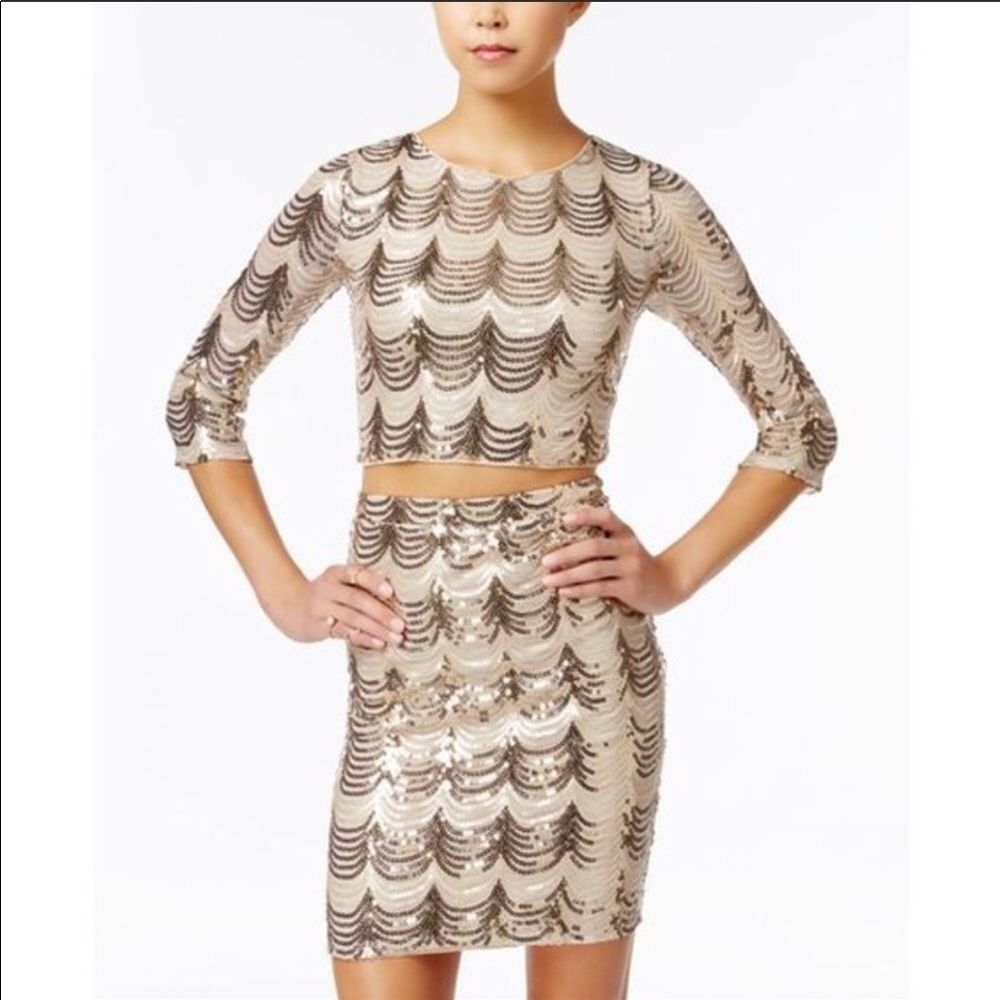 Crystal Doll Gold 2-piece Sequin Dress